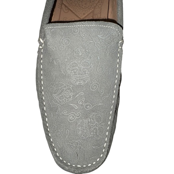 Robert‎ Graham Crossbones Skull and Roses Gray Suede Driving Mocs sz 12 main image 2